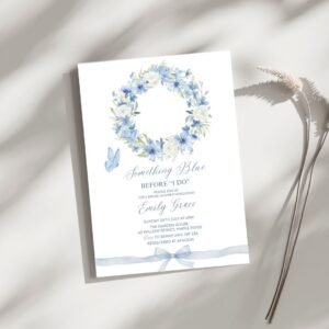 Blue Floral Bridal Shower Invitation