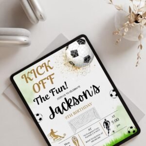 Boys Soccer Invitation, Soccer Birthday Party Invite, Goal Theme Birthday