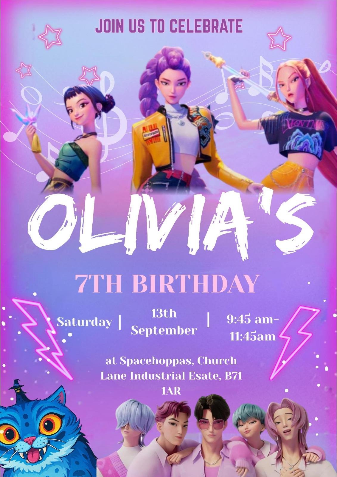 Neon Girl Birthday Invitation