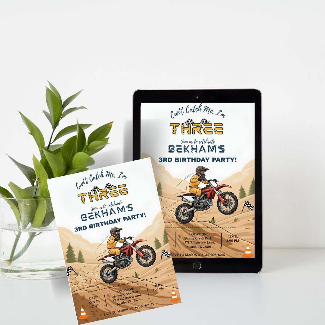 Editable Dirt Bike Birthday Invitation