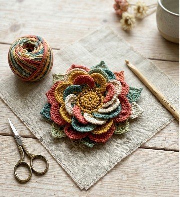 3D Crochet Flower Wall Art Pattern, Layered Mandala Floral Wall Hanging PDF, Bohemian Wildflower Home Decor, Textured Crochet Mandala Tutorial