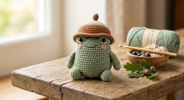 Acorn Frog Crochet Pattern, Amigurumi Toad PDF Guide, Cute Forest Creature Plushie, Crochet Animal Tutorial, Fall Cottagecore Decor, DIY Gift