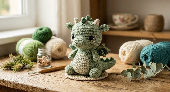 Crochet Dragon Pattern - Amigurumi Dragon Plushie PDF - Cute Mythical Animal Crochet Tutorial - Fantasy Nursery Decor - DIY Dragon Toy Pattern