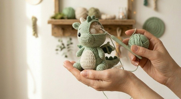 Crochet Dragon Pattern - Amigurumi Dragon Plushie PDF - Cute Mythical Animal Crochet Tutorial - Fantasy Nursery Decor - DIY Dragon Toy Pattern