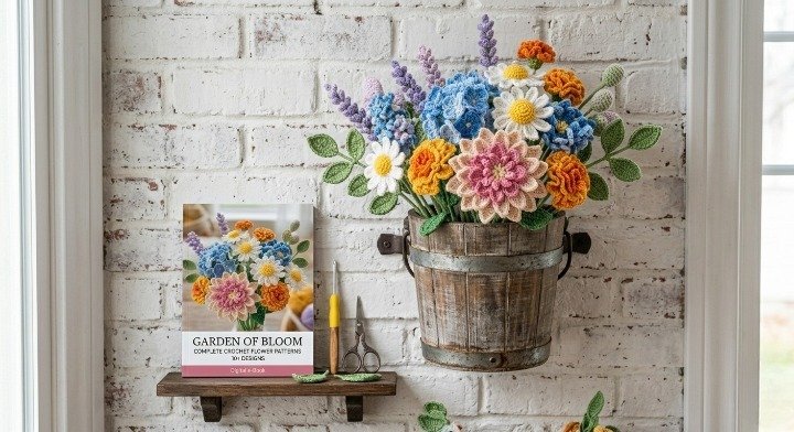 Crochet Flower Bouquet Pattern PDF, Amigurumi Wildflower Tutorial, Crochet Flowers Pattern Book, Daisy Lavender Dahlia Guide, DIY Floral Home Decor