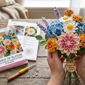 Crochet Flower Bouquet Pattern PDF, Amigurumi Wildflower Tutorial, Crochet Flowers Pattern Book, Daisy Lavender Dahlia Guide, DIY Floral Home Decor