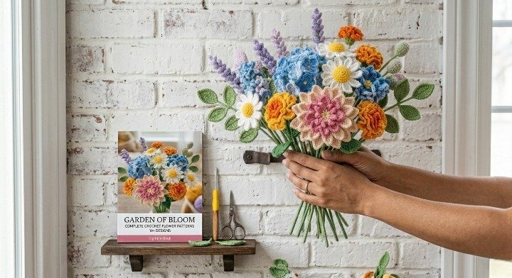Crochet Flower Bouquet Pattern PDF, Amigurumi Wildflower Tutorial, Crochet Flowers Pattern Book, Daisy Lavender Dahlia Guide, DIY Floral Home Decor